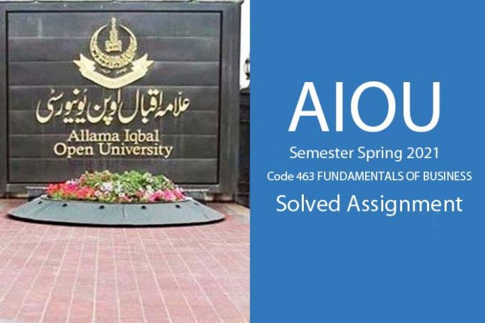AIOU code 463 solved assignment